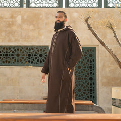 Dark Brown Wool Moroccan Thobe