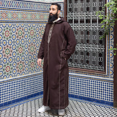 Dark Brown Wool Moroccan Thobe