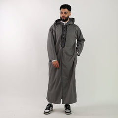 Dark Grey Herringbone Moroccan Thobe