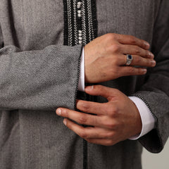 Dark Grey Herringbone Moroccan Thobe