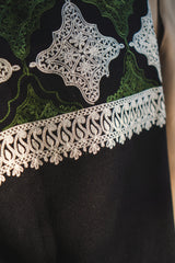Midnight Black Embroidered Shawl