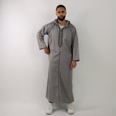 Fossil Grey Herringbone Moroccan Thobe