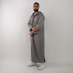 Fossil Grey Herringbone Moroccan Thobe