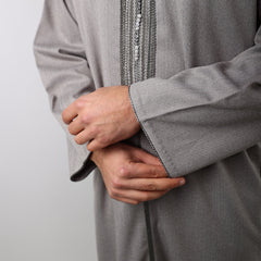 Fossil Grey Herringbone Moroccan Thobe