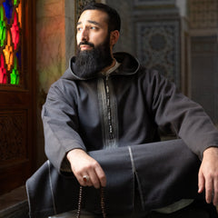 Light Grey Wool Moroccan Thobe