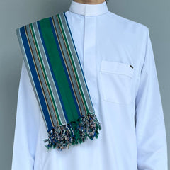 Aqua Yemeni Stripes Shawl