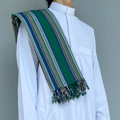 Aqua Yemeni Stripes Shawl
