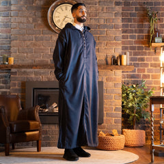 Dark Blue Wool Moroccan Thobe