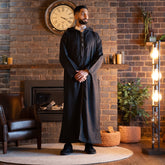 Charcoal Black Wool Moroccan Thobe