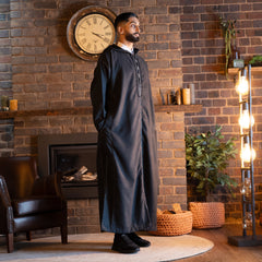 Charcoal Black Wool Moroccan Thobe