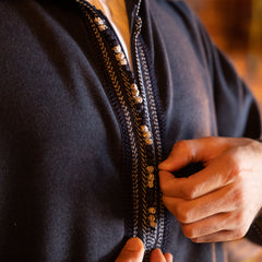 Dark Blue Wool Moroccan Thobe