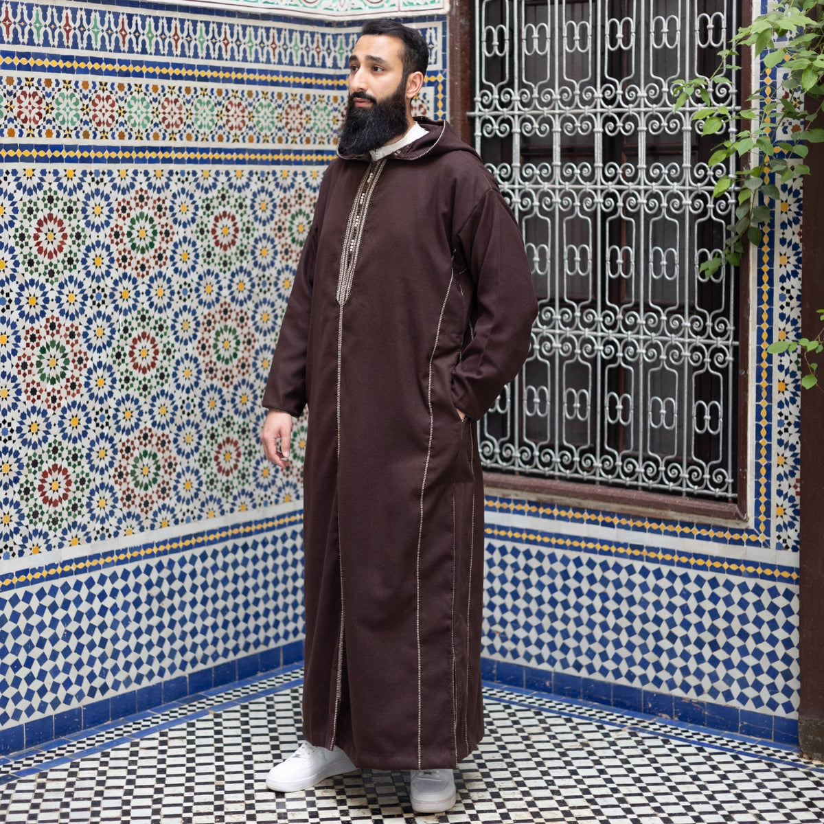 Dark Brown Wool Moroccan Thobe