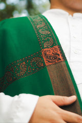 Green/Brown Border Shawl