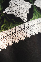 Midnight Black  Embroidered Shawl