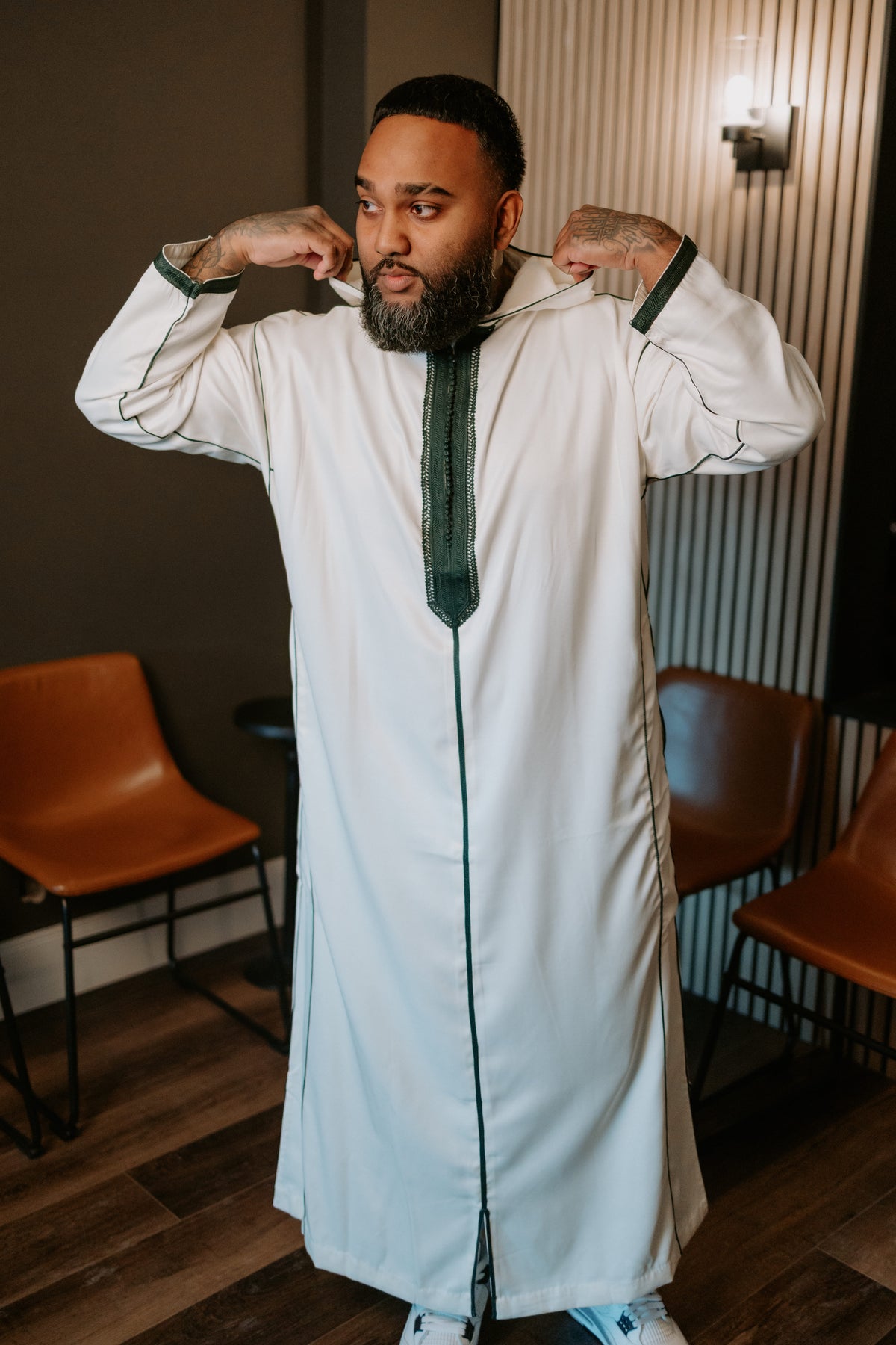 Green/Cream Moroccan Thobe
