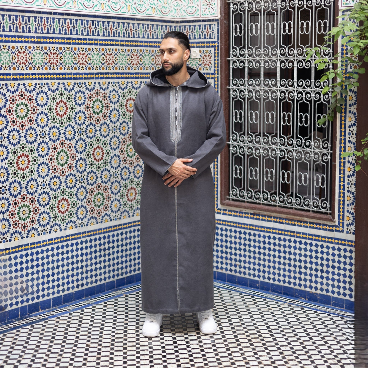Light Grey Wool Moroccan Thobe