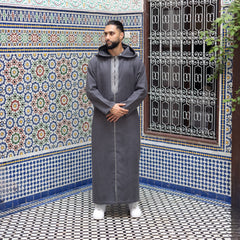 Light Grey Wool Moroccan Thobe