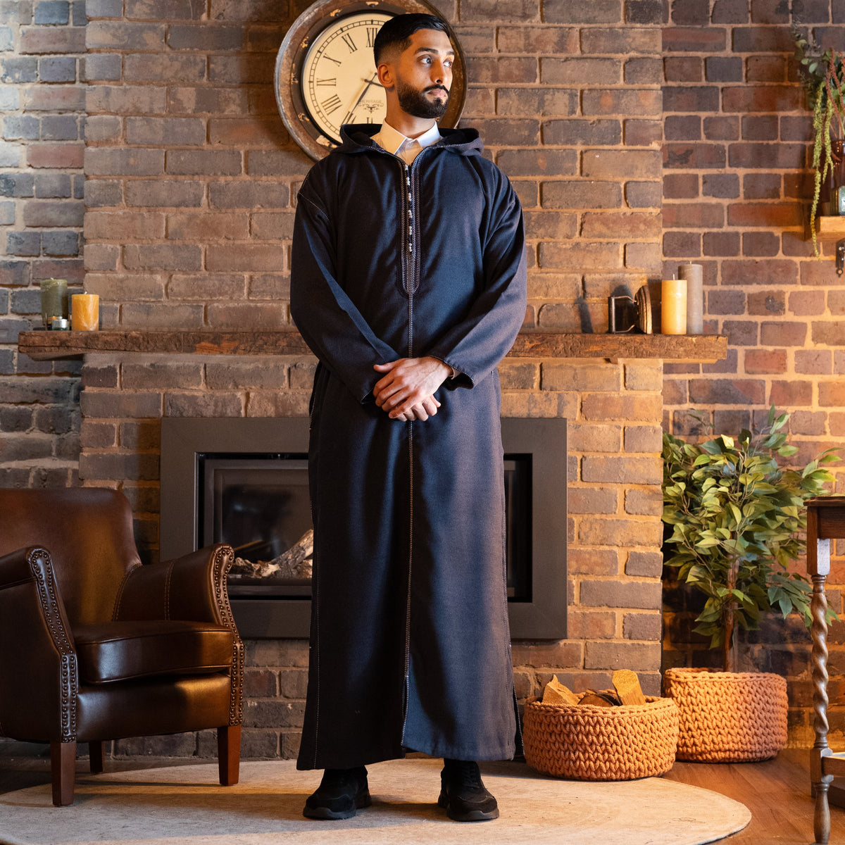 Dark Blue Wool Moroccan Thobe