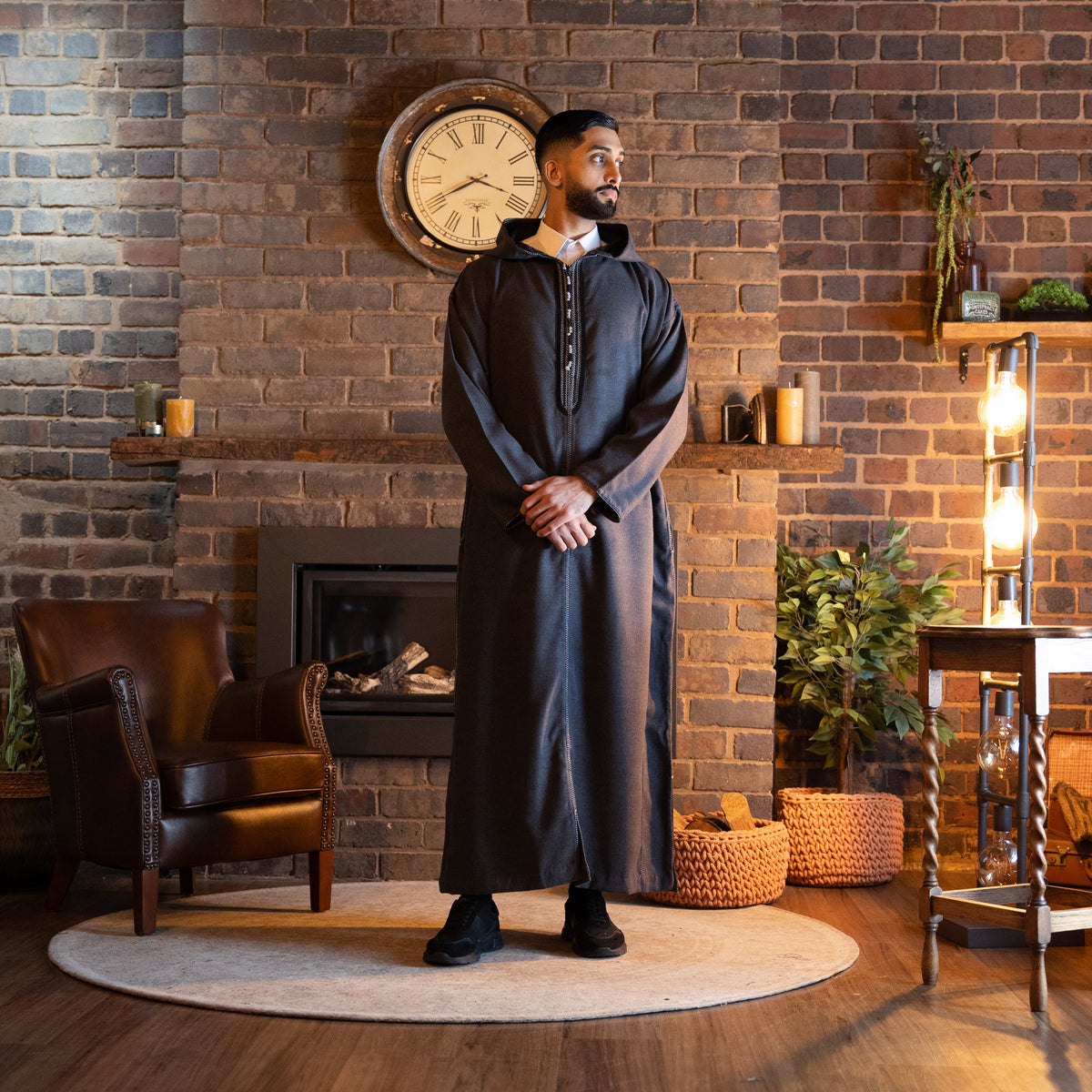 Dark Grey Wool Moroccan Thobe