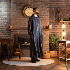 Dark Grey Wool Moroccan Thobe